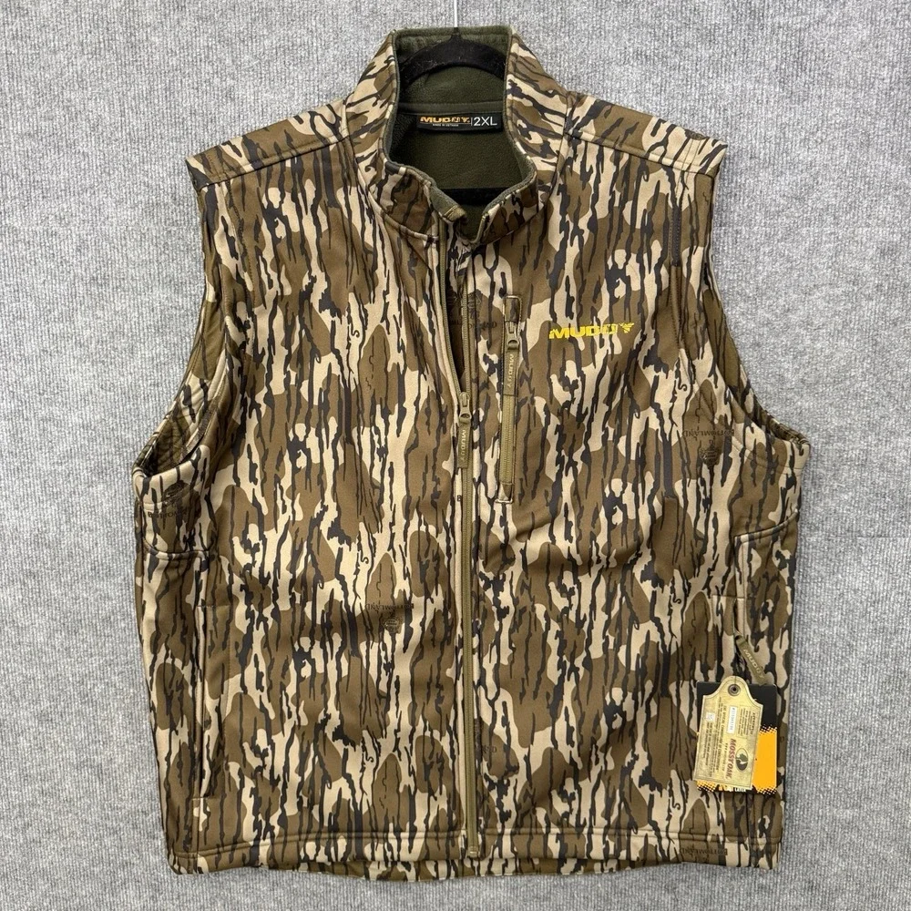 NWT Muddy Mossy Oak TRX Softshell Hunting Vest Size 2XL Bottomland Camo